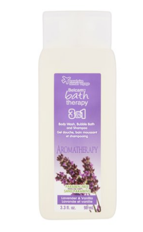 Belcam Bath Therapy Lavender and Vanilla 3 in 1 Body Wash, Bubble Bath and Shampoo, 98ml