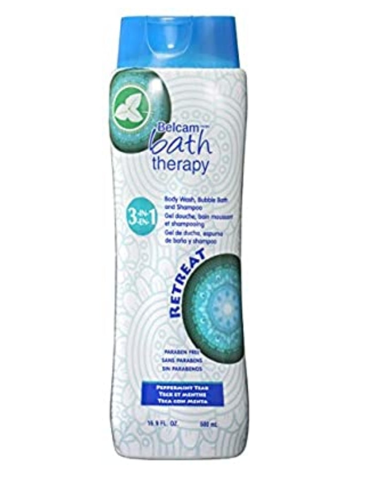 Belcam Bath Therapy

Retreat 3-in-1 Body Wash, Bubble Bath and Shampoo, Peppermint Teak